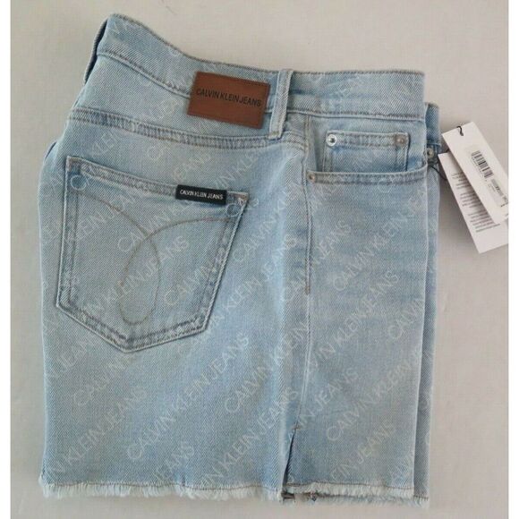 Calvin Klein CJ1S8147 Women Sz 27 Light Blue High Rise Logo Denim Cut Off Shorts - Picture 5 of 6